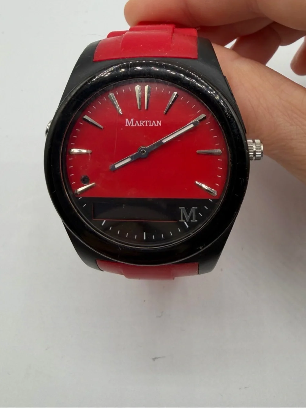 Martian Notifier Hybrid Smartwatch Red Black Analog Digital Parts Repair